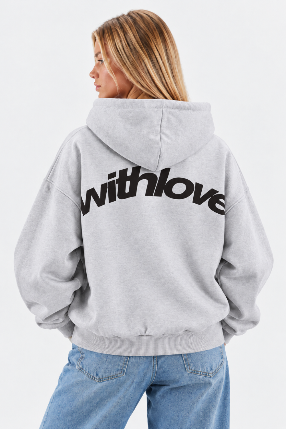Women Hoodie Oversized Front Pocket Logo Print