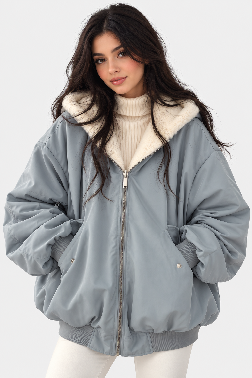 Women Reversible Oversized Fleece Jacket