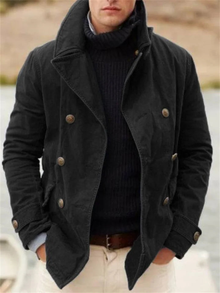 Lincoln Double Breasted Short Coat in Black