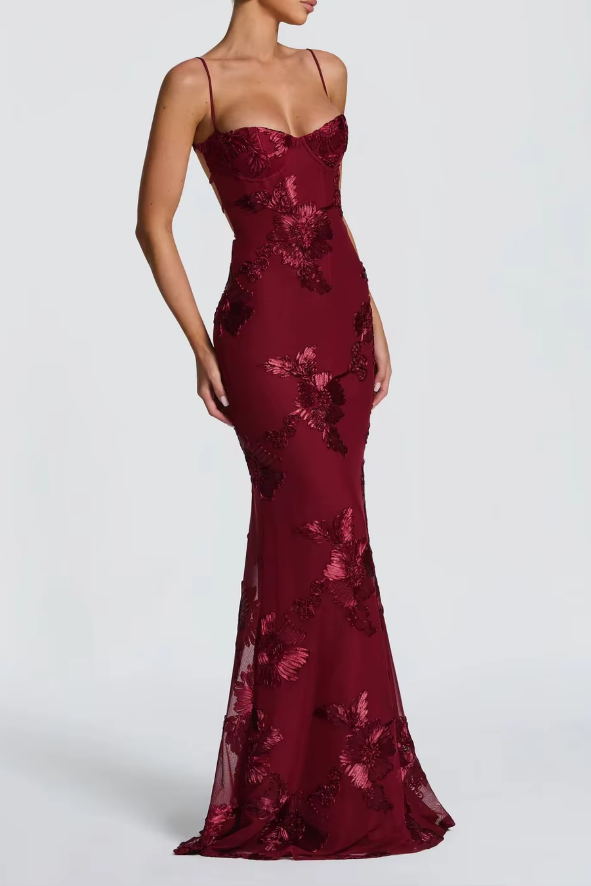 Seraphina floral embroidered bustier maxi dress