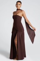 Elodie bustier asymmetric maxi dress