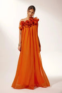 Garance one-shoulder 3D floral maxi dress