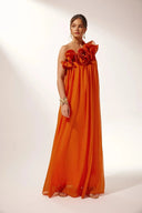 Garance one-shoulder 3D floral maxi dress