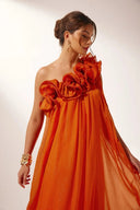 Garance one-shoulder 3D floral maxi dress
