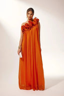 Garance one-shoulder 3D floral maxi dress