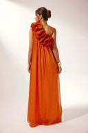 Garance one-shoulder 3D floral maxi dress