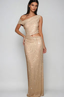 Cassiopée sequin one-shoulder maxi dress