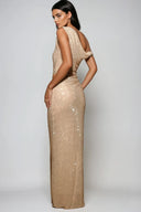 Cassiopée sequin one-shoulder maxi dress