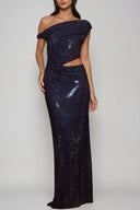 Cassiopée sequin one-shoulder maxi dress