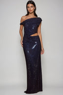 Cassiopée sequin one-shoulder maxi dress