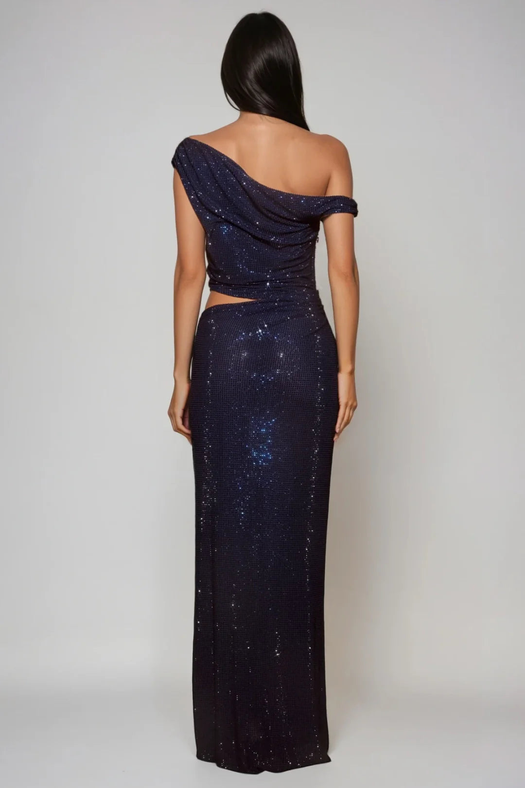 Cassiopée sequin one-shoulder maxi dress