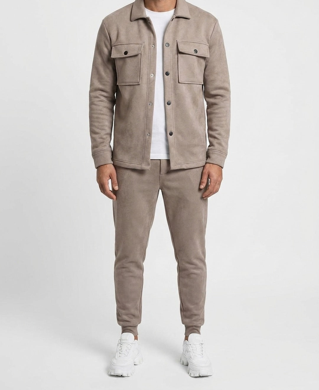 Blake men's tracksuit in beige, front view
