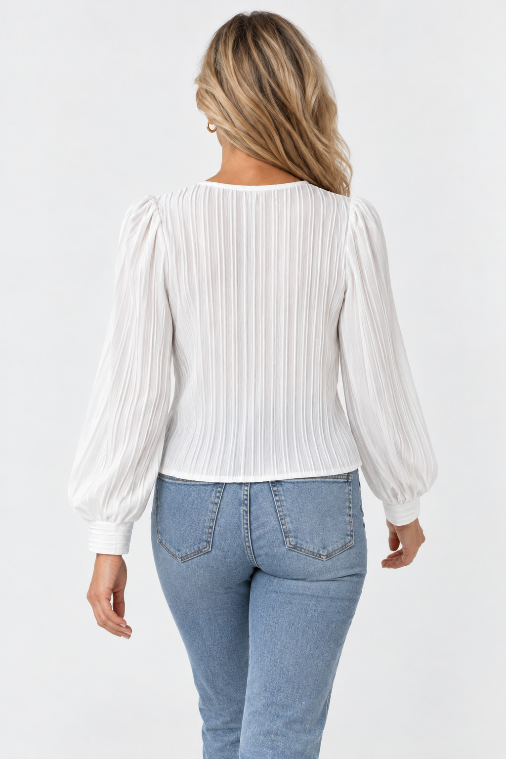 Beatrix Pleated Puff Sleeve Blouse
