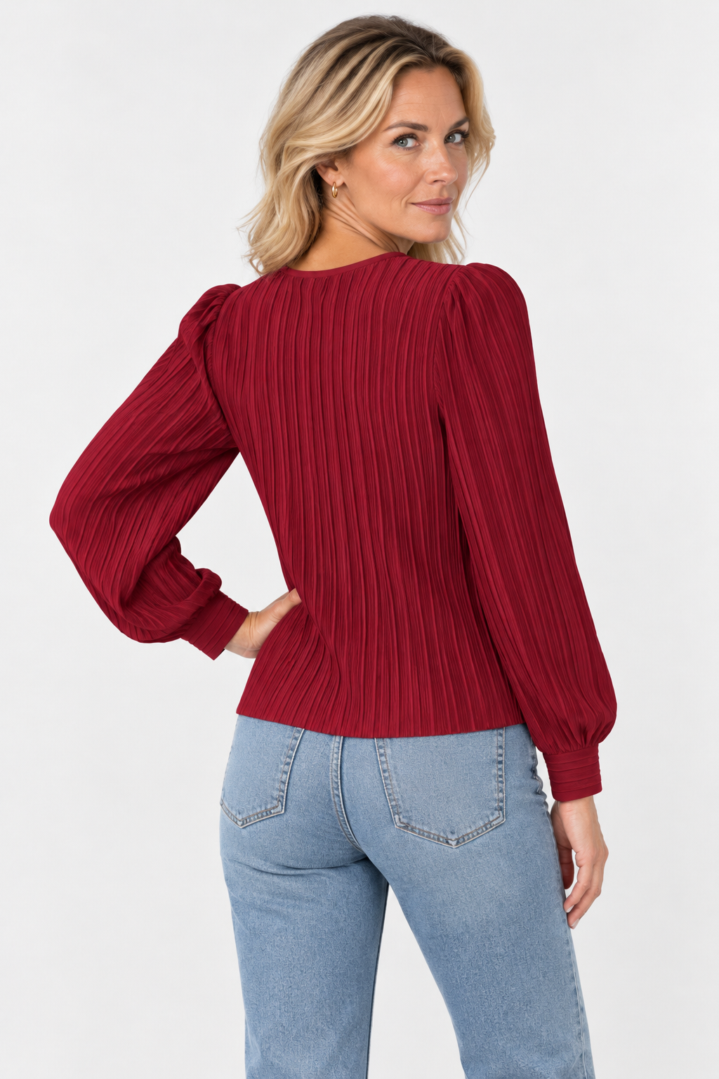 Beatrix Pleated Puff Sleeve Blouse