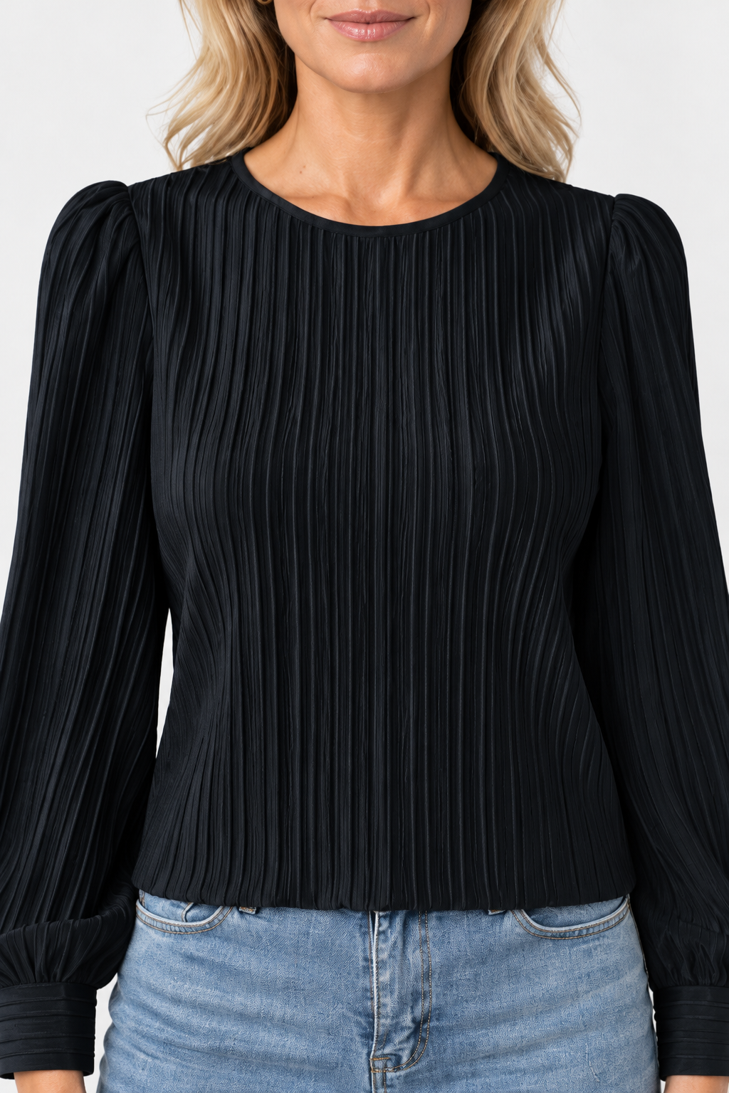 Beatrix Pleated Puff Sleeve Blouse
