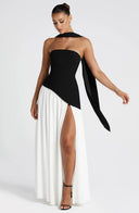 Elodie bustier asymmetric maxi dress