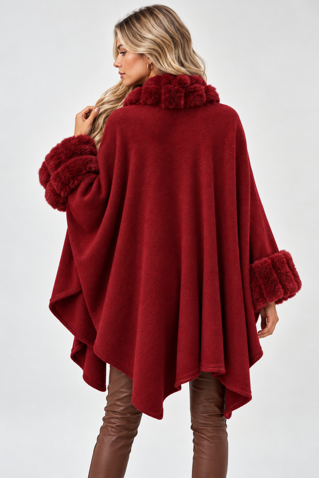 Ondine Faux Fur Trim Cape Coat