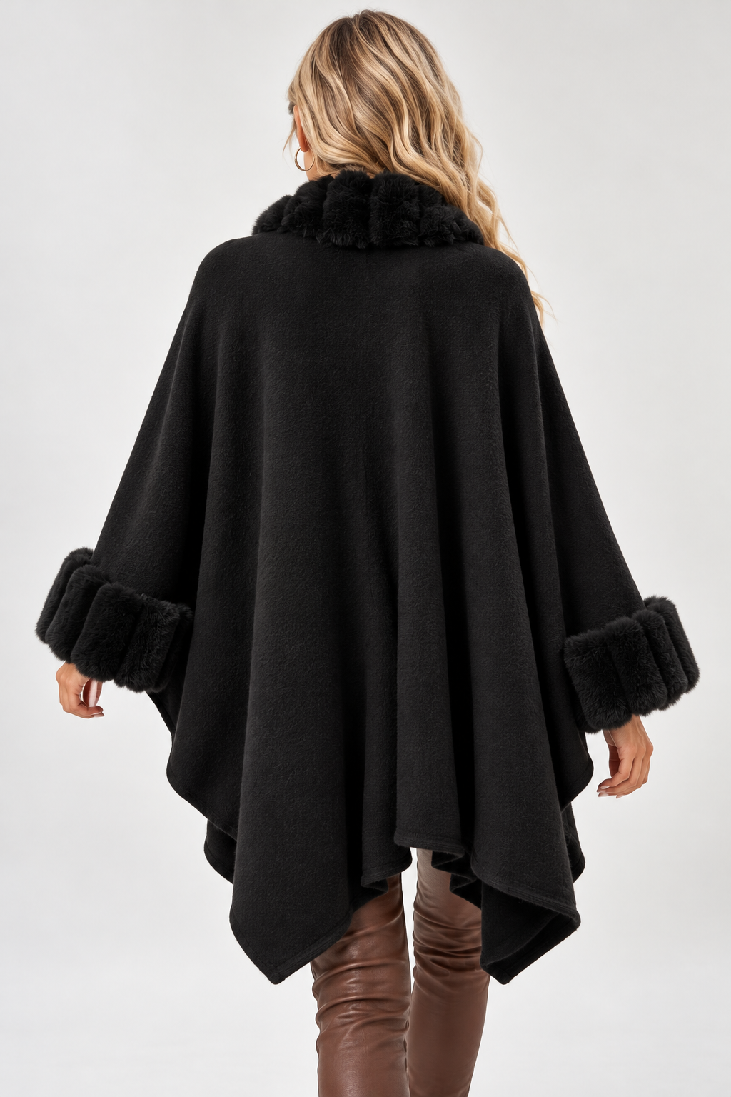 Ondine Faux Fur Trim Cape Coat