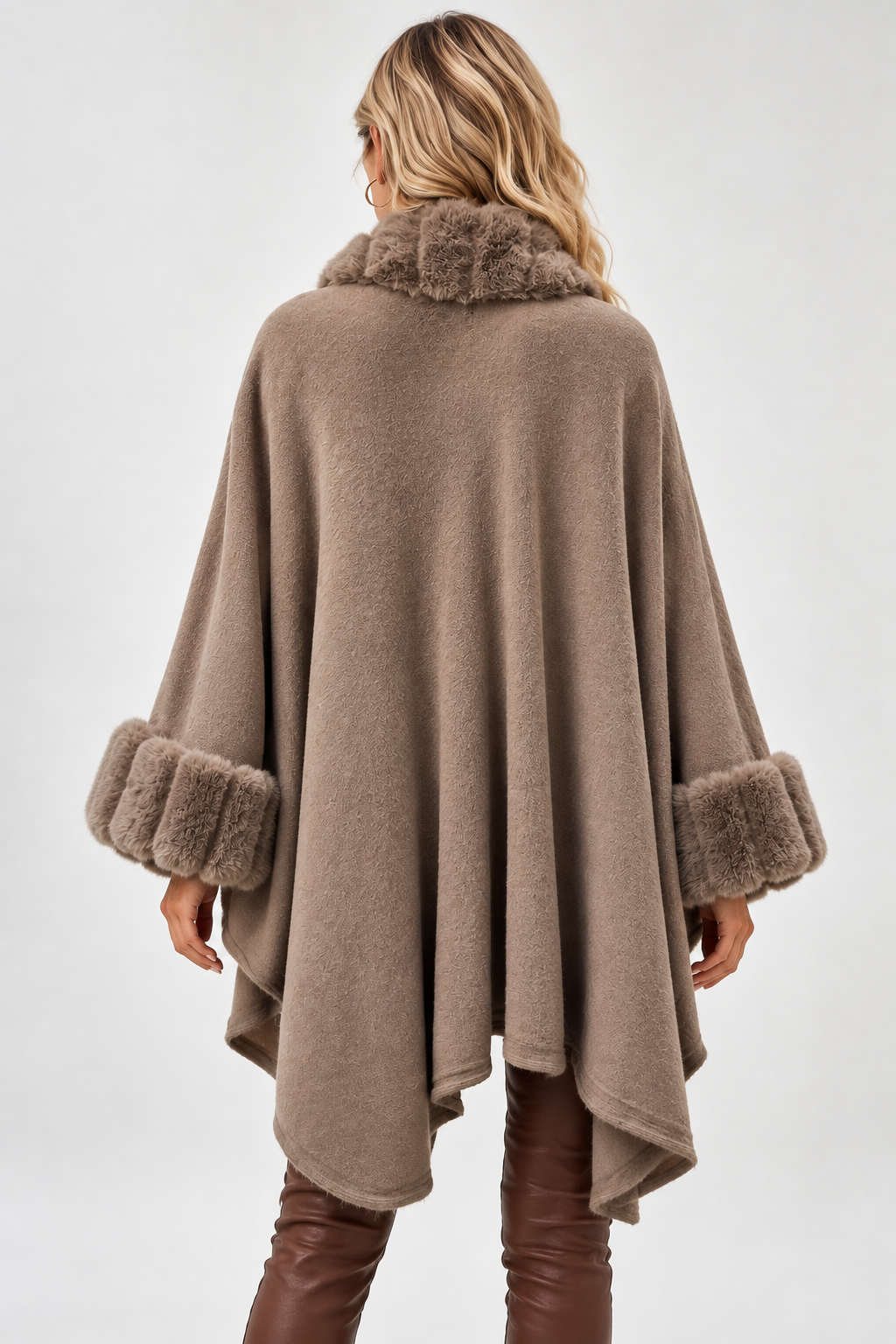 Ondine Faux Fur Trim Cape Coat