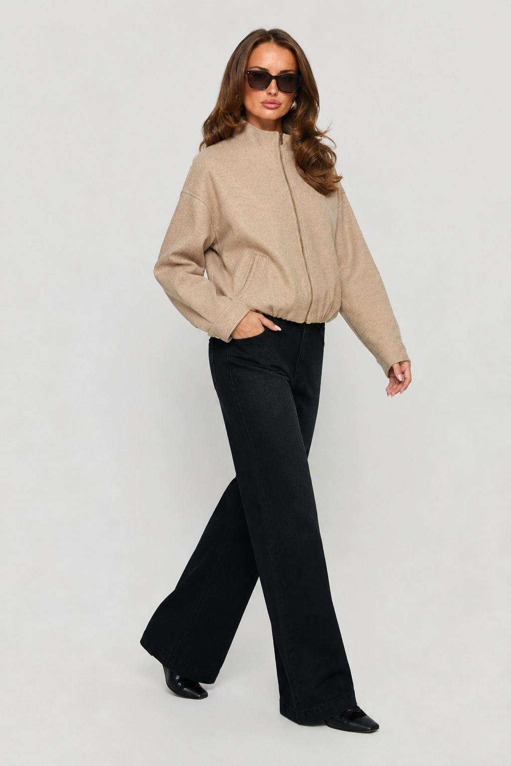 Poppy Faux Wool Bomber Jacket