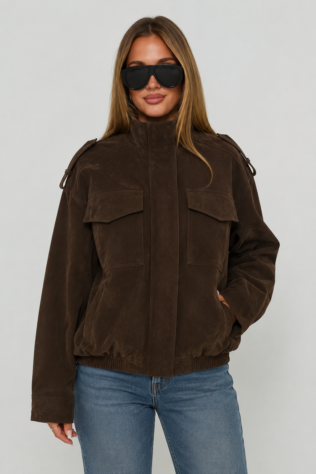 Giacca cargo Julie effetto camoscio