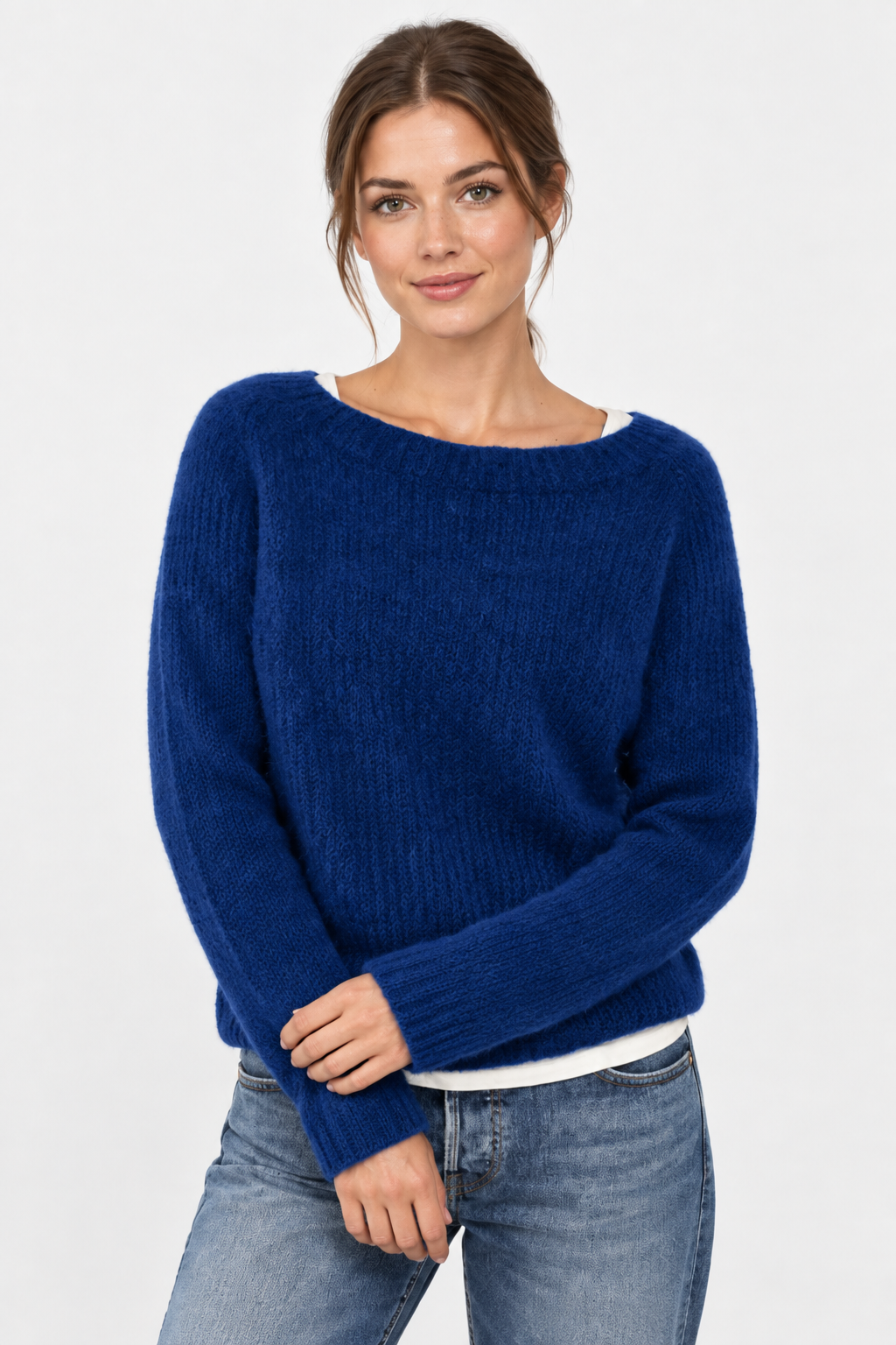 Chunky Knit Neck Jumper Oversized Fit Women