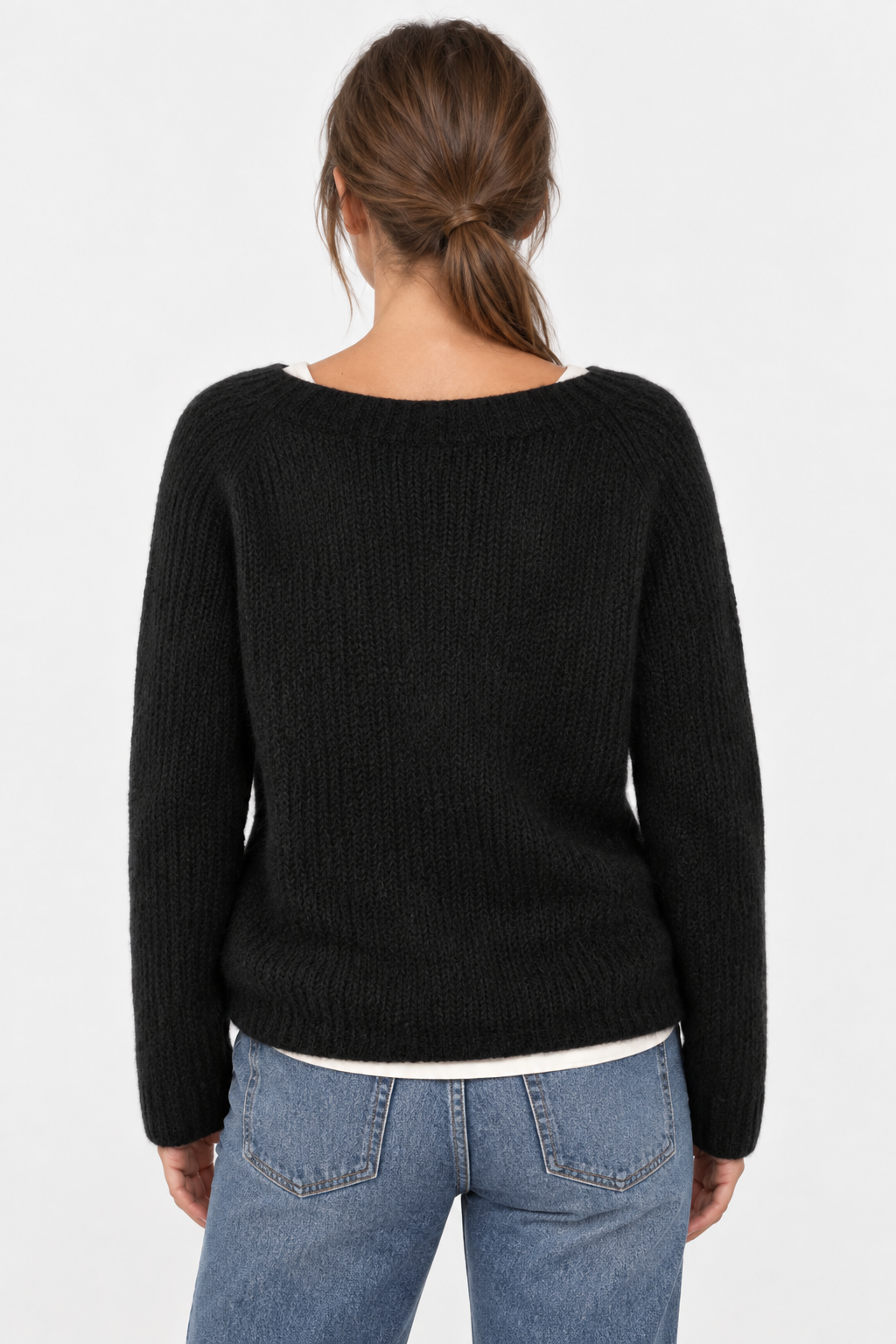Chunky Knit Neck Jumper Oversized Fit Women