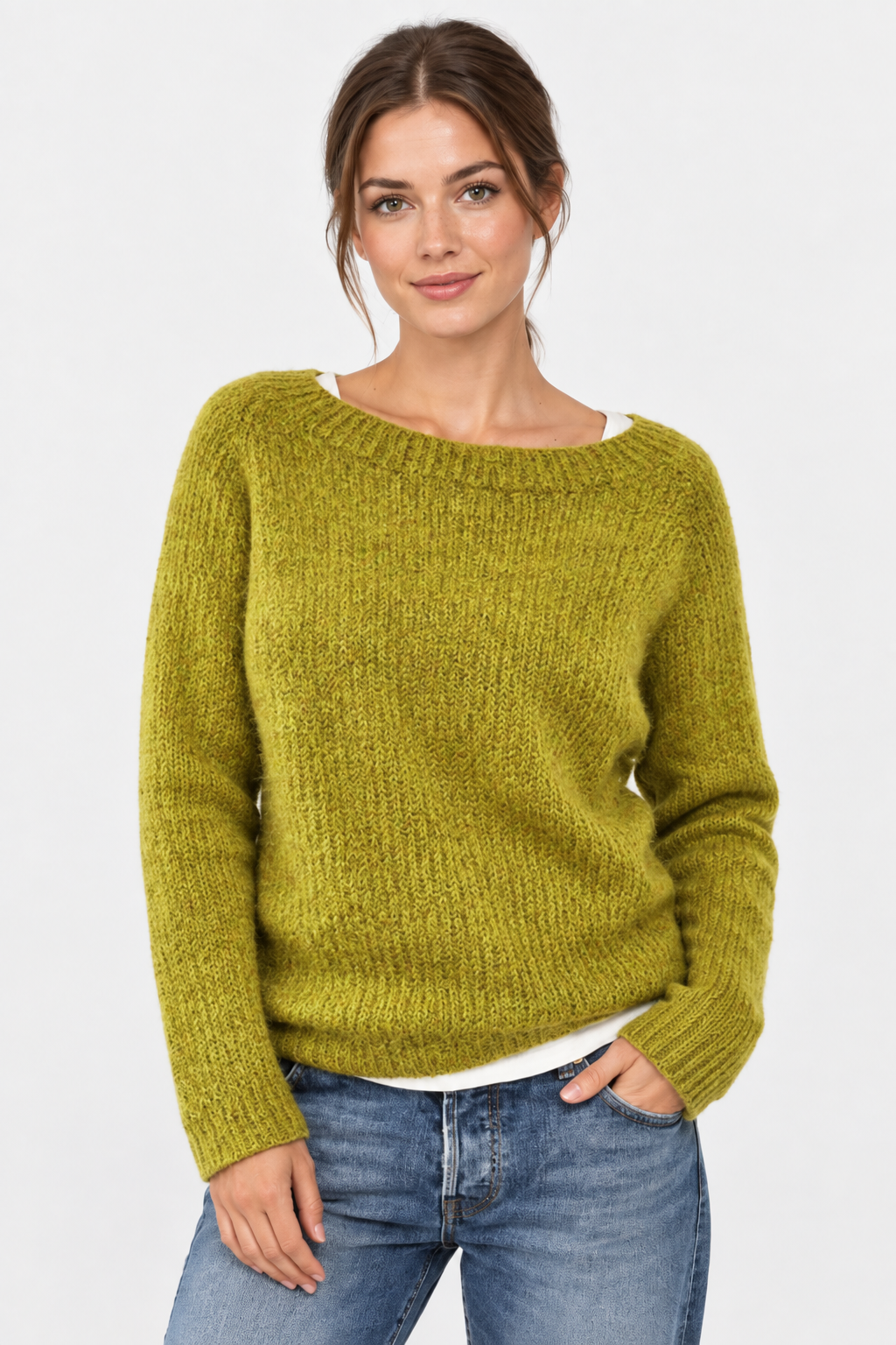 Chunky Knit Neck Jumper Oversized Fit Women