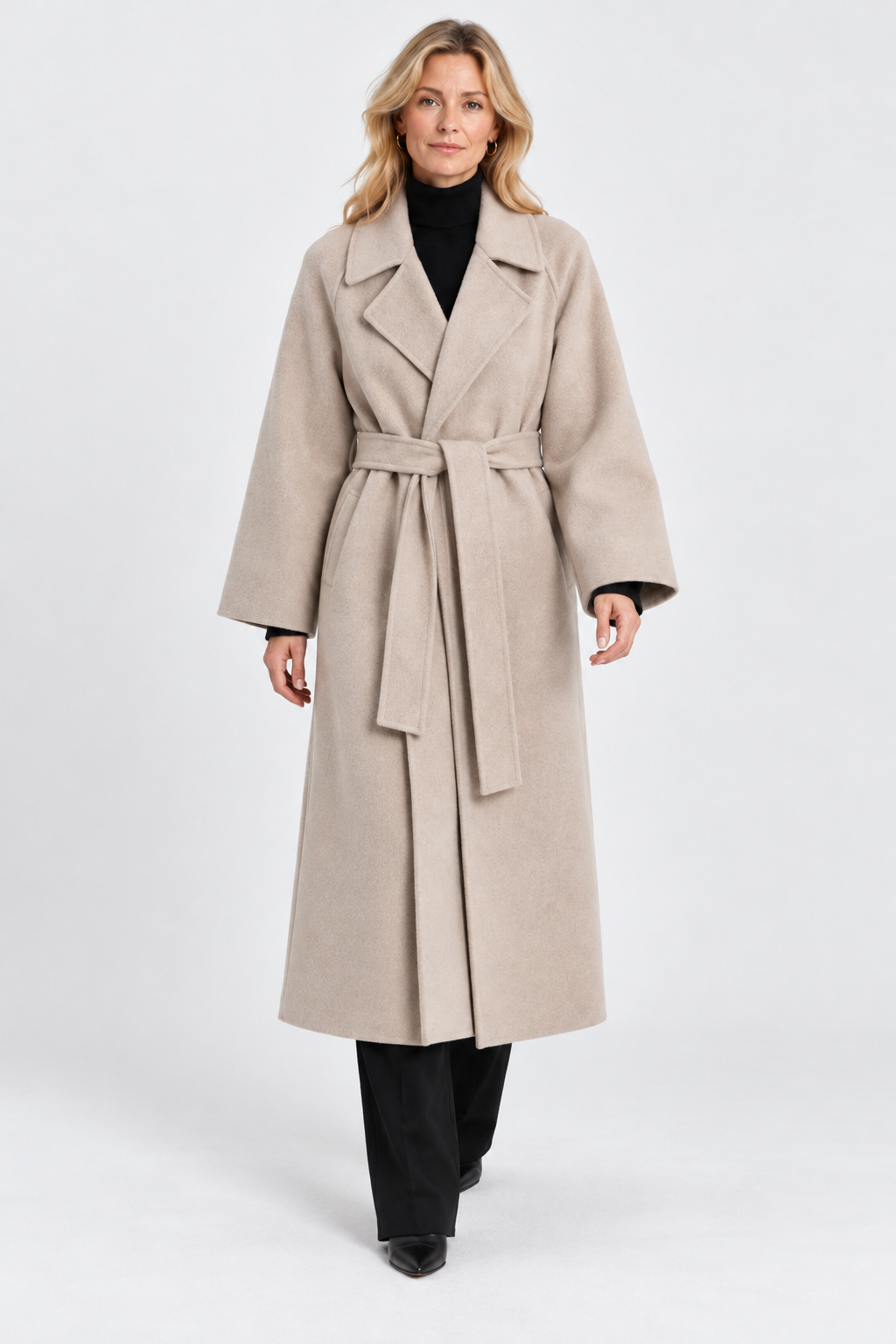 Clemence Belted Longline Wrap Coat