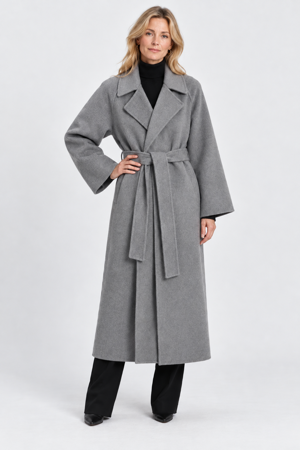 Clemence Belted Longline Wrap Coat