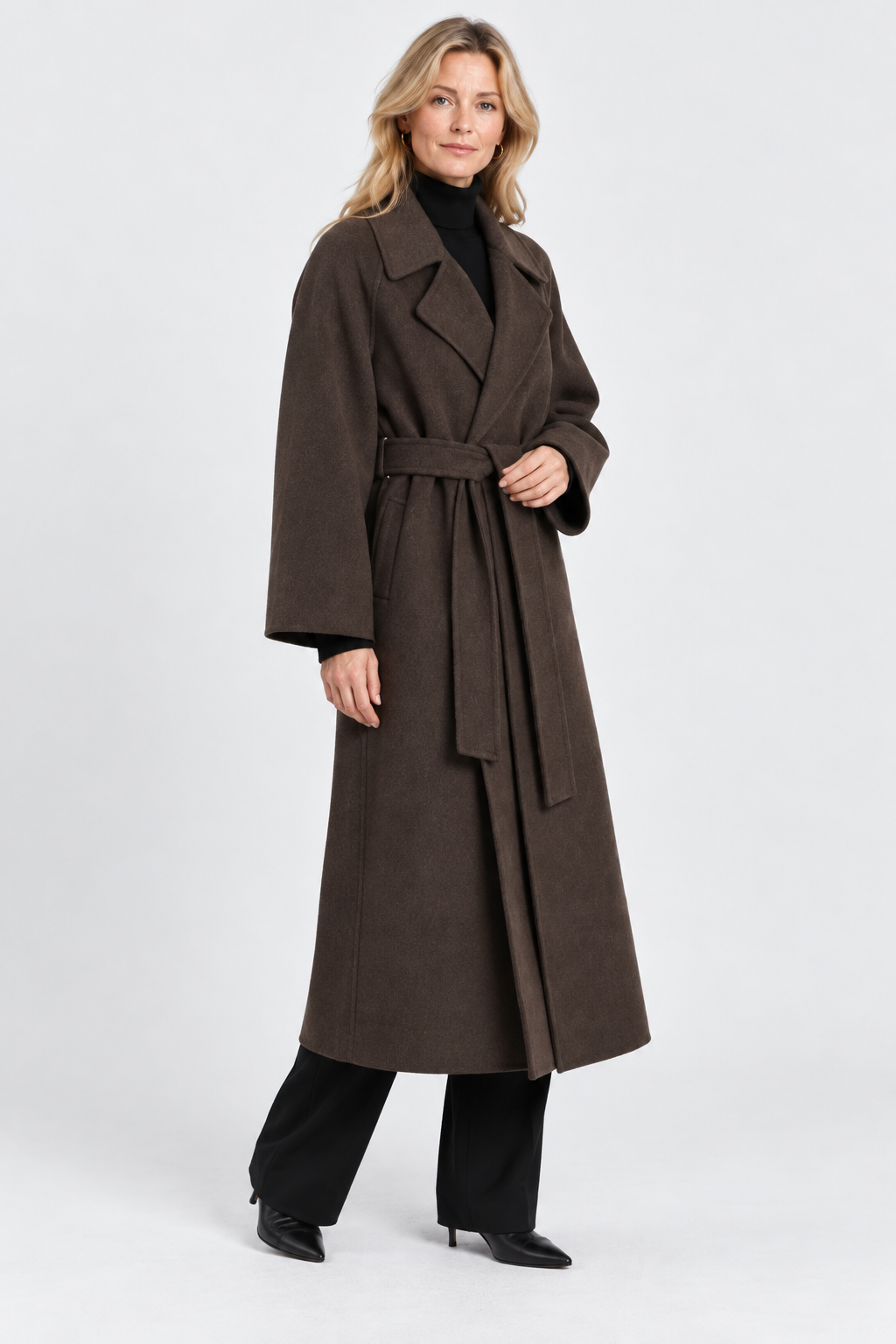 Clemence Belted Longline Wrap Coat