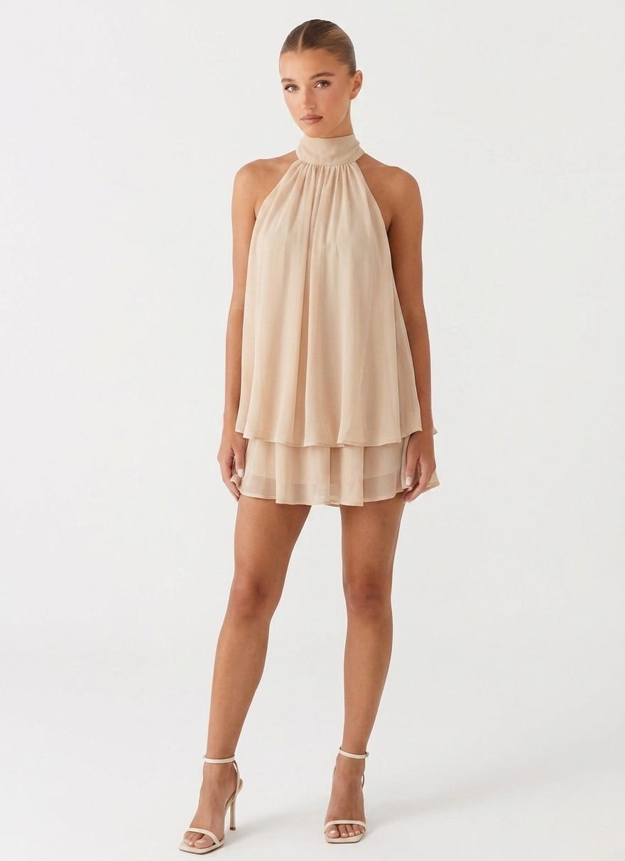 Evelyne halter chiffon mini dress