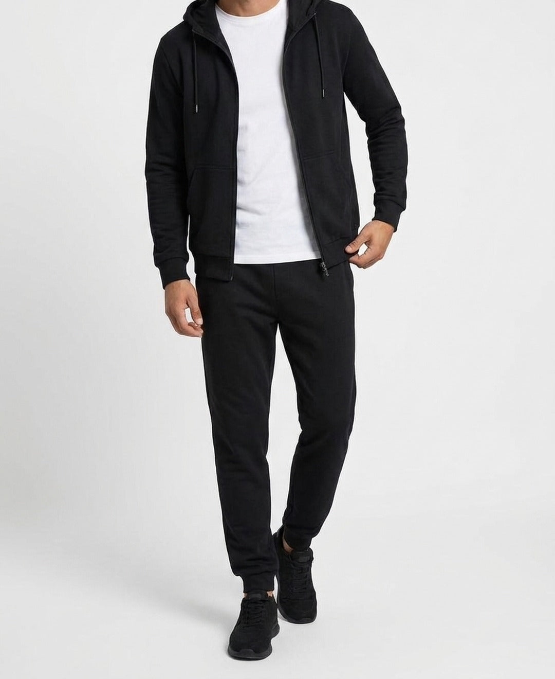 Jude men's tracksuit in black, front view