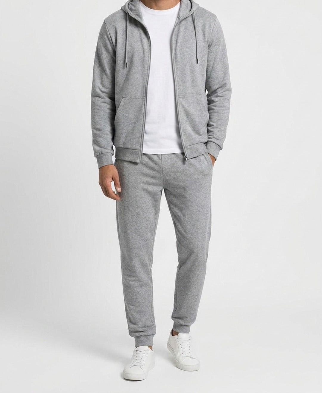 Jude men's tracksuit in grey, front view