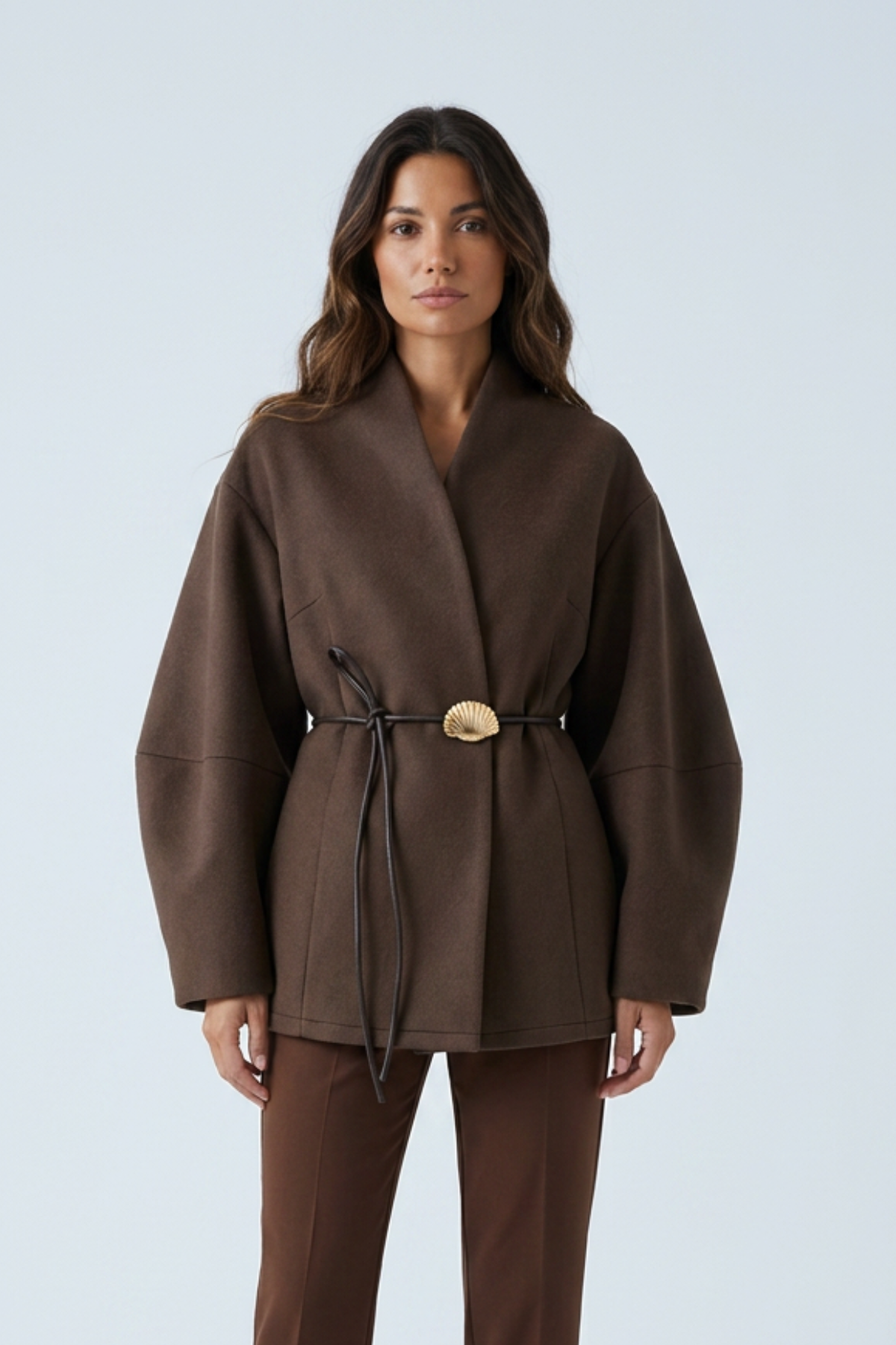 Manteau portefeuille aspect laine Delphine