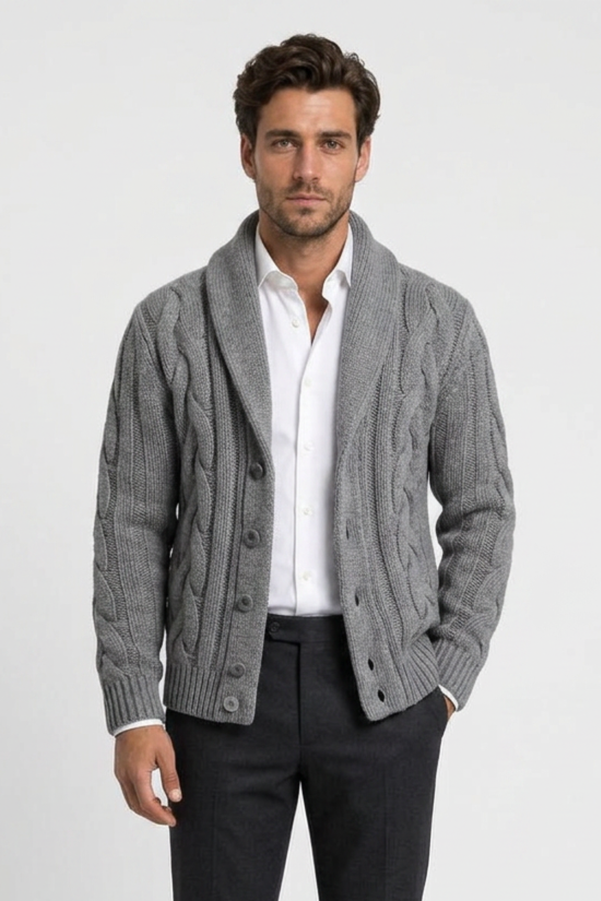 Cardigan in maglia a trecce Kevin