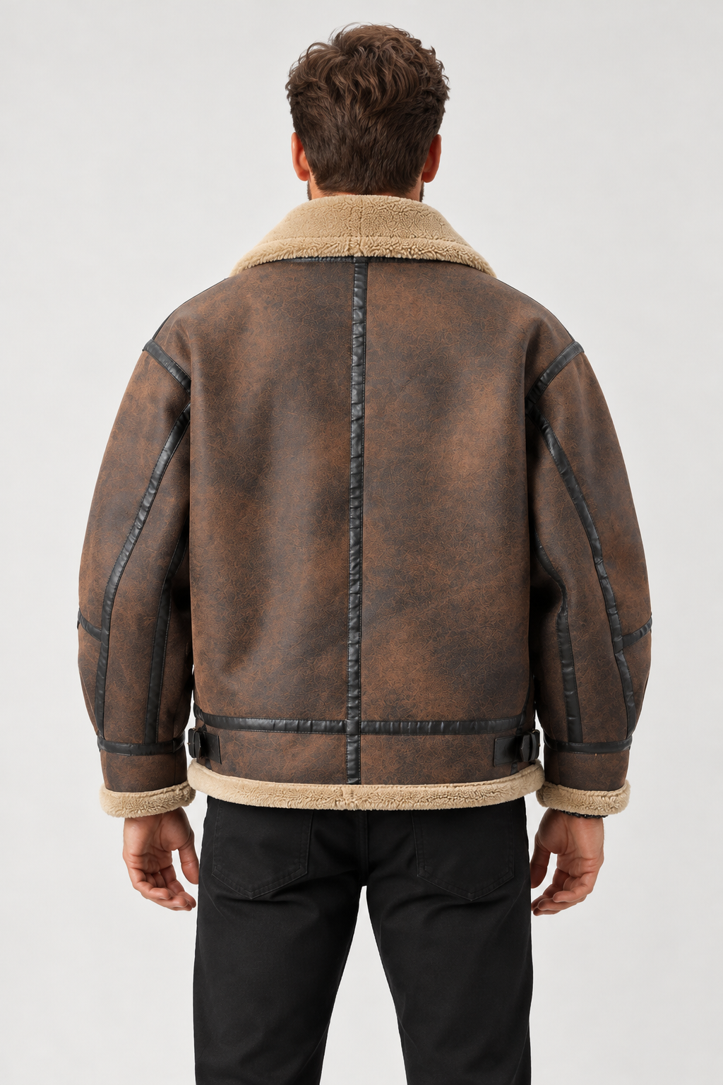 Homme Bomber Aviateur Col Laine Agneau