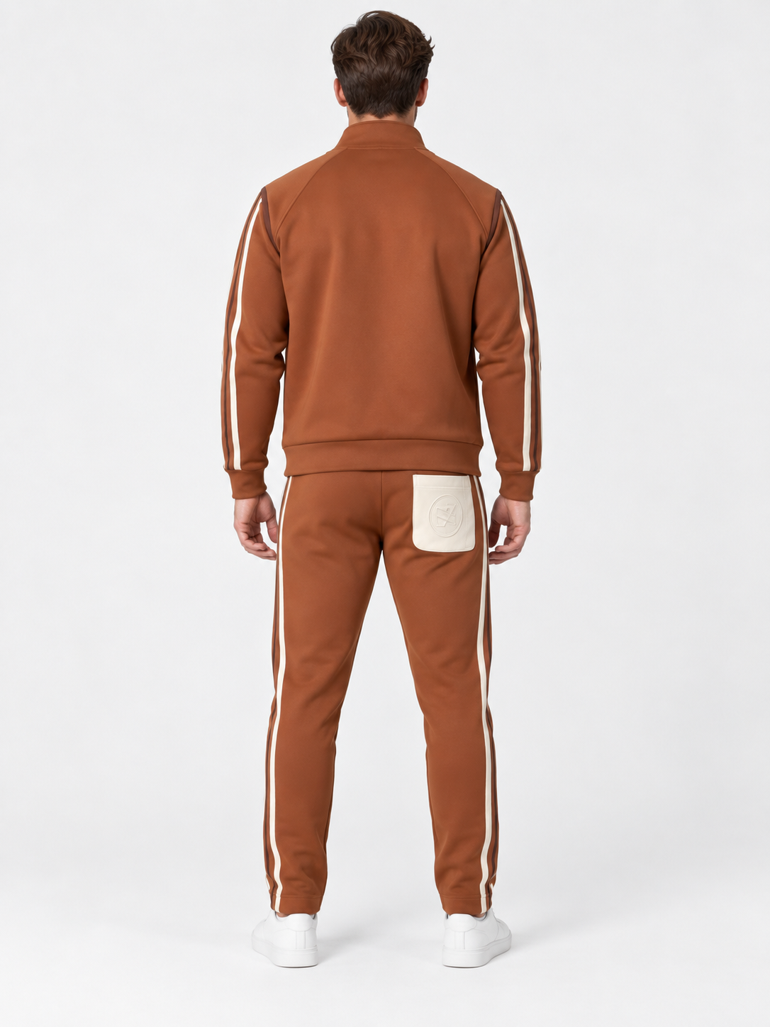 Men Full Zip Stripe Tracksuit Set