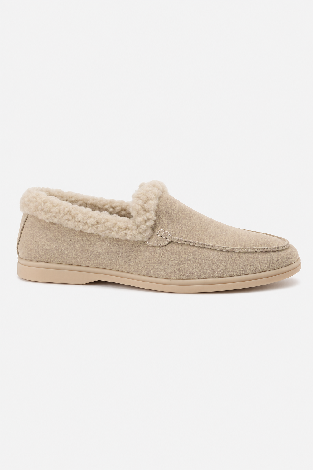 Mocassini da uomo slip-on effetto camoscio con interno foderato in pelliccia