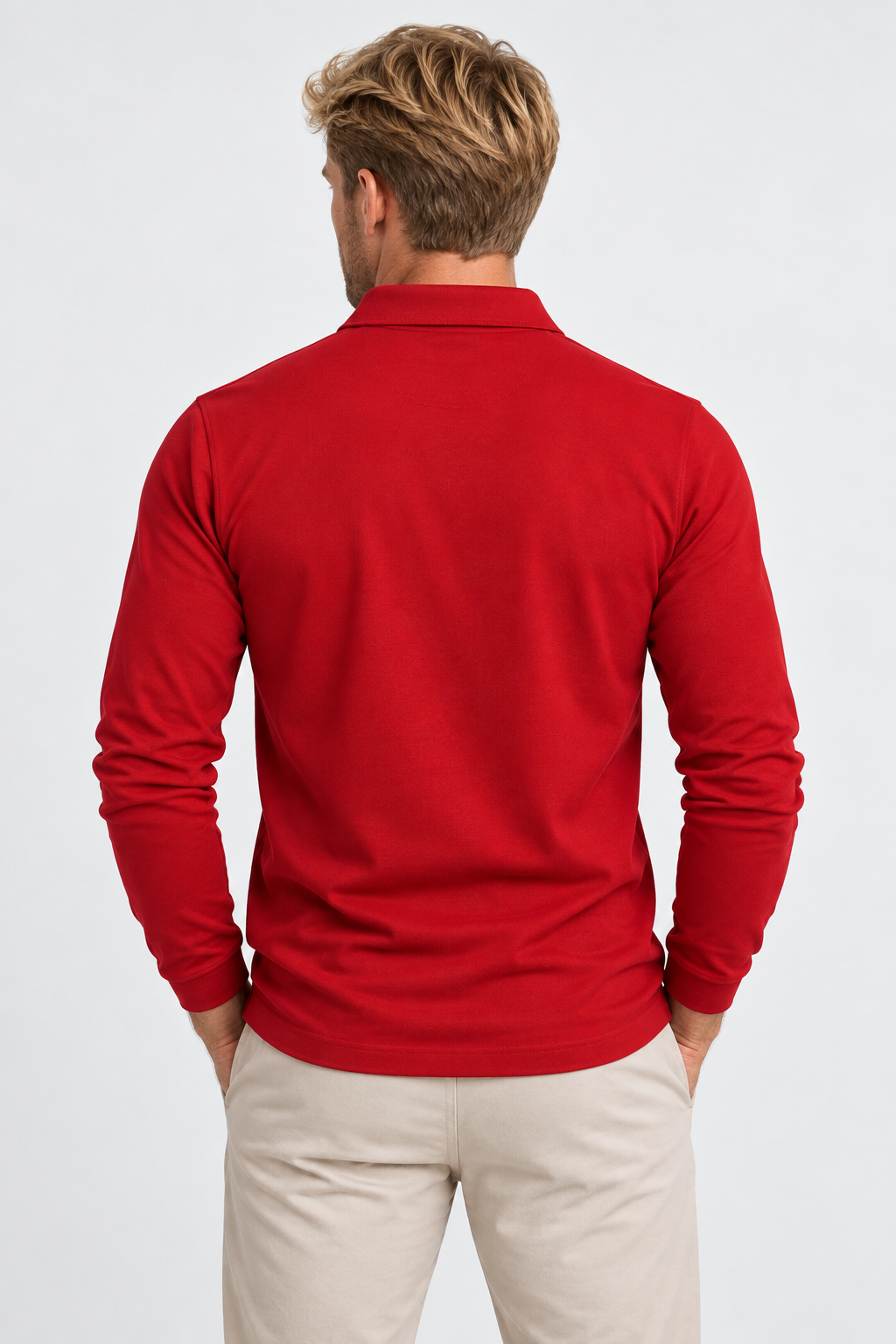 Men Long Sleeve Polo Shirt Relaxed Fit