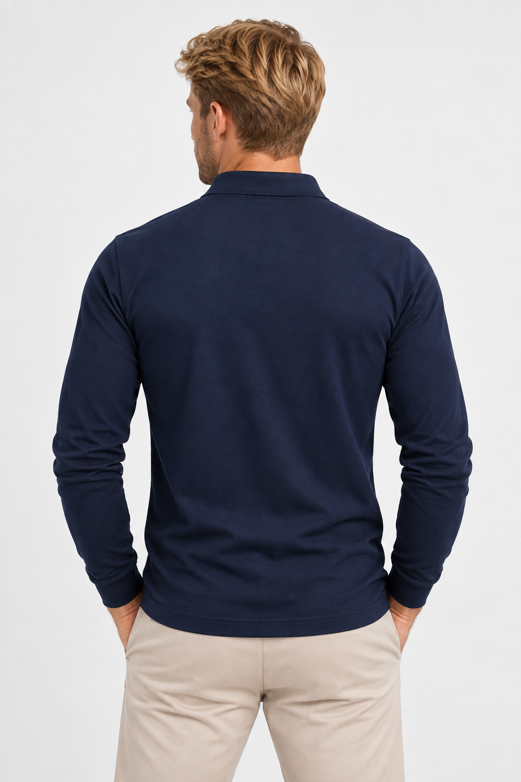 Men Long Sleeve Polo Shirt Relaxed Fit