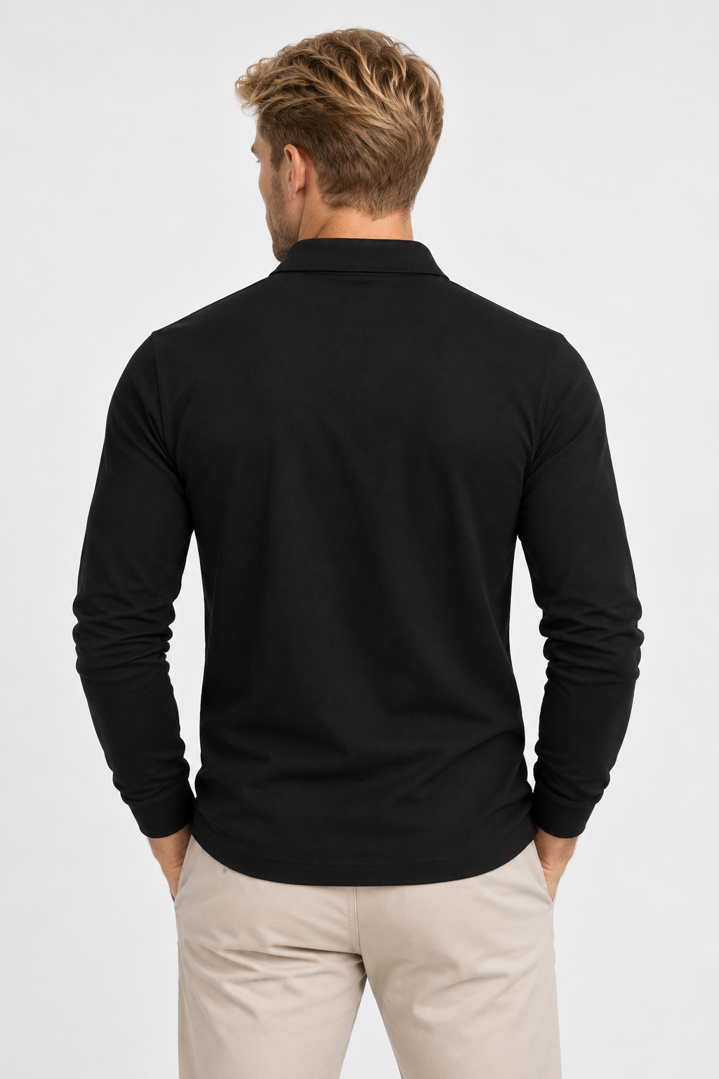 Men Long Sleeve Polo Shirt Relaxed Fit