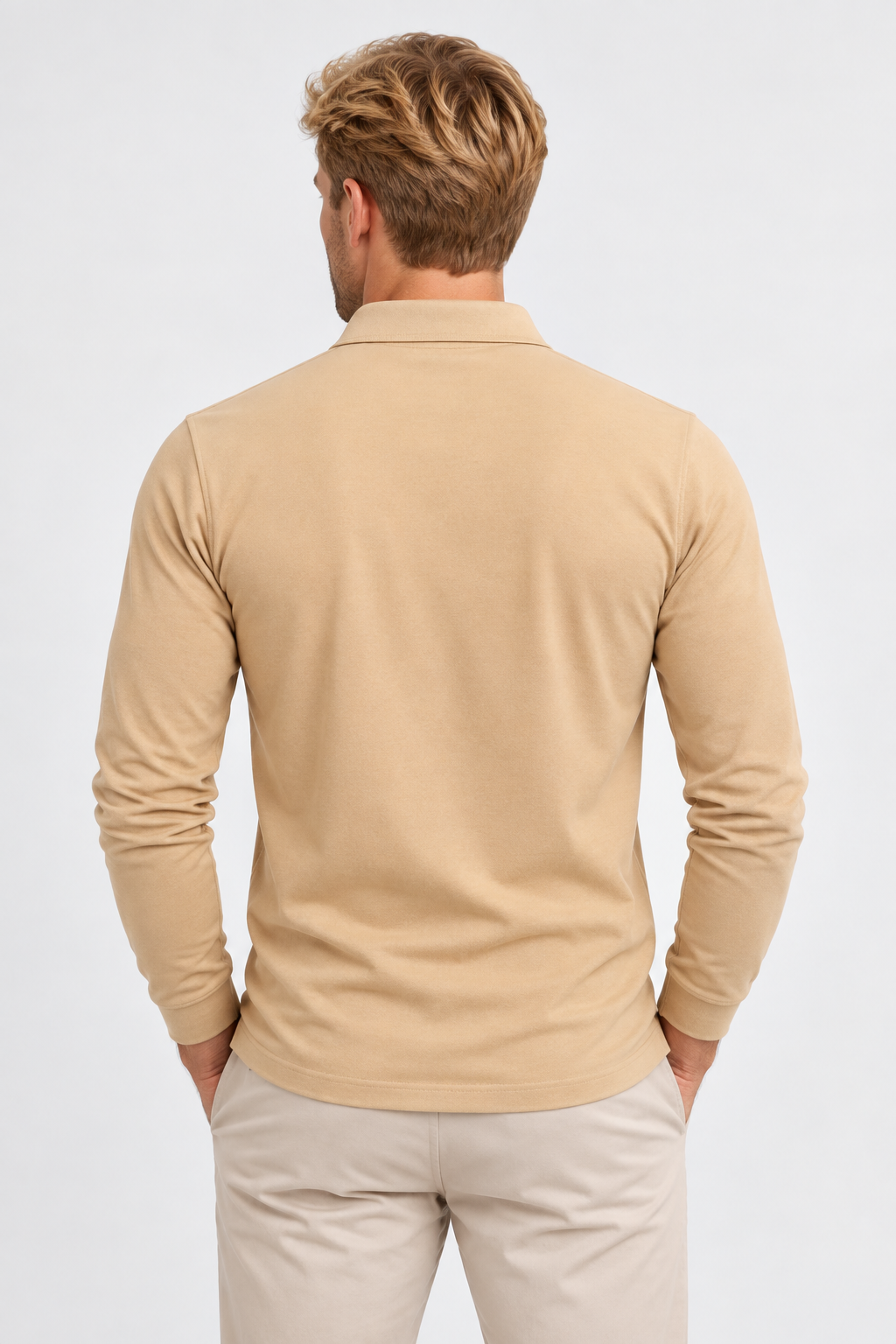 Men Long Sleeve Polo Shirt Relaxed Fit