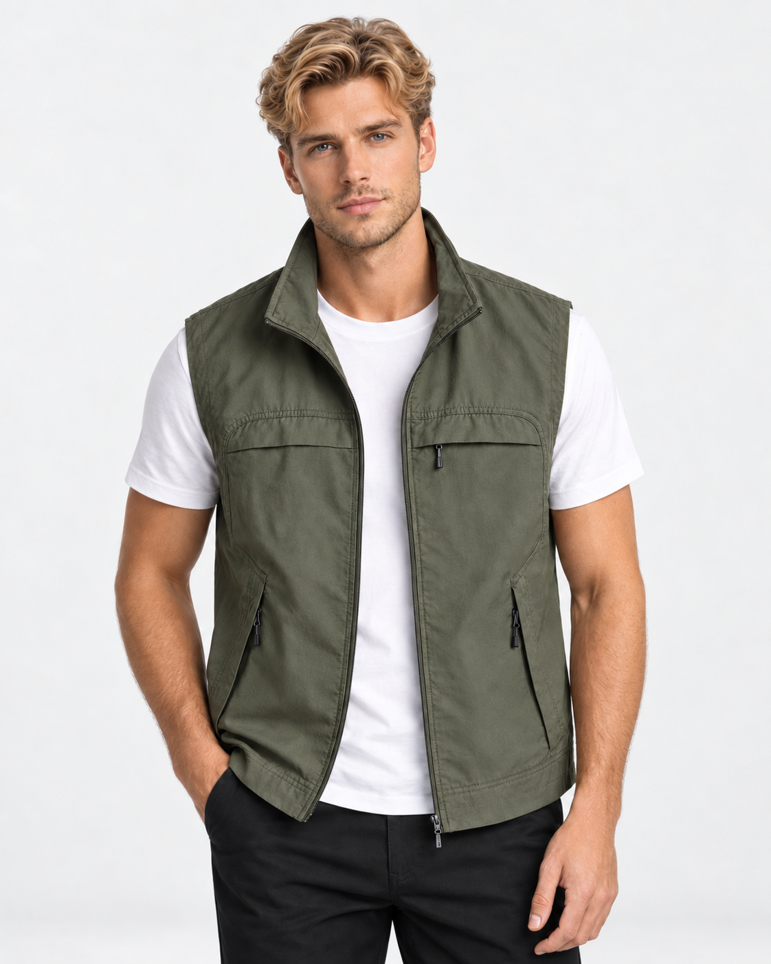Men Multi Pocket Utility Gilet