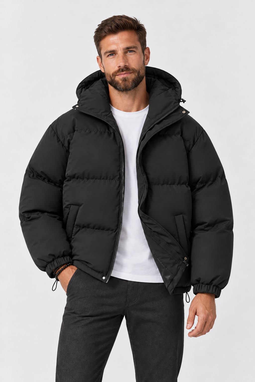 Doudoune à capuche pour homme coupe oversize