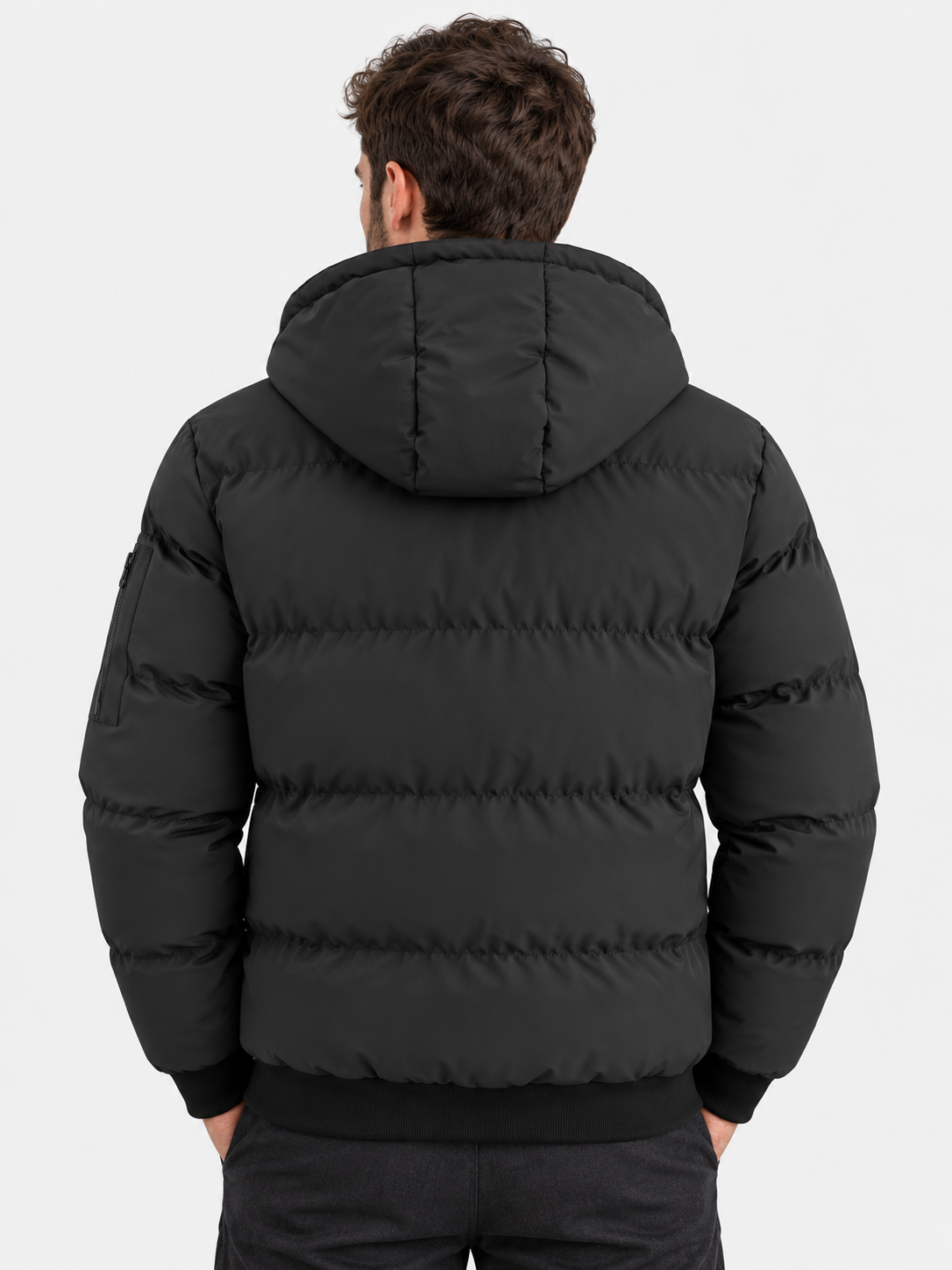 Men Quilted Puffer Jacket Fleece Lined