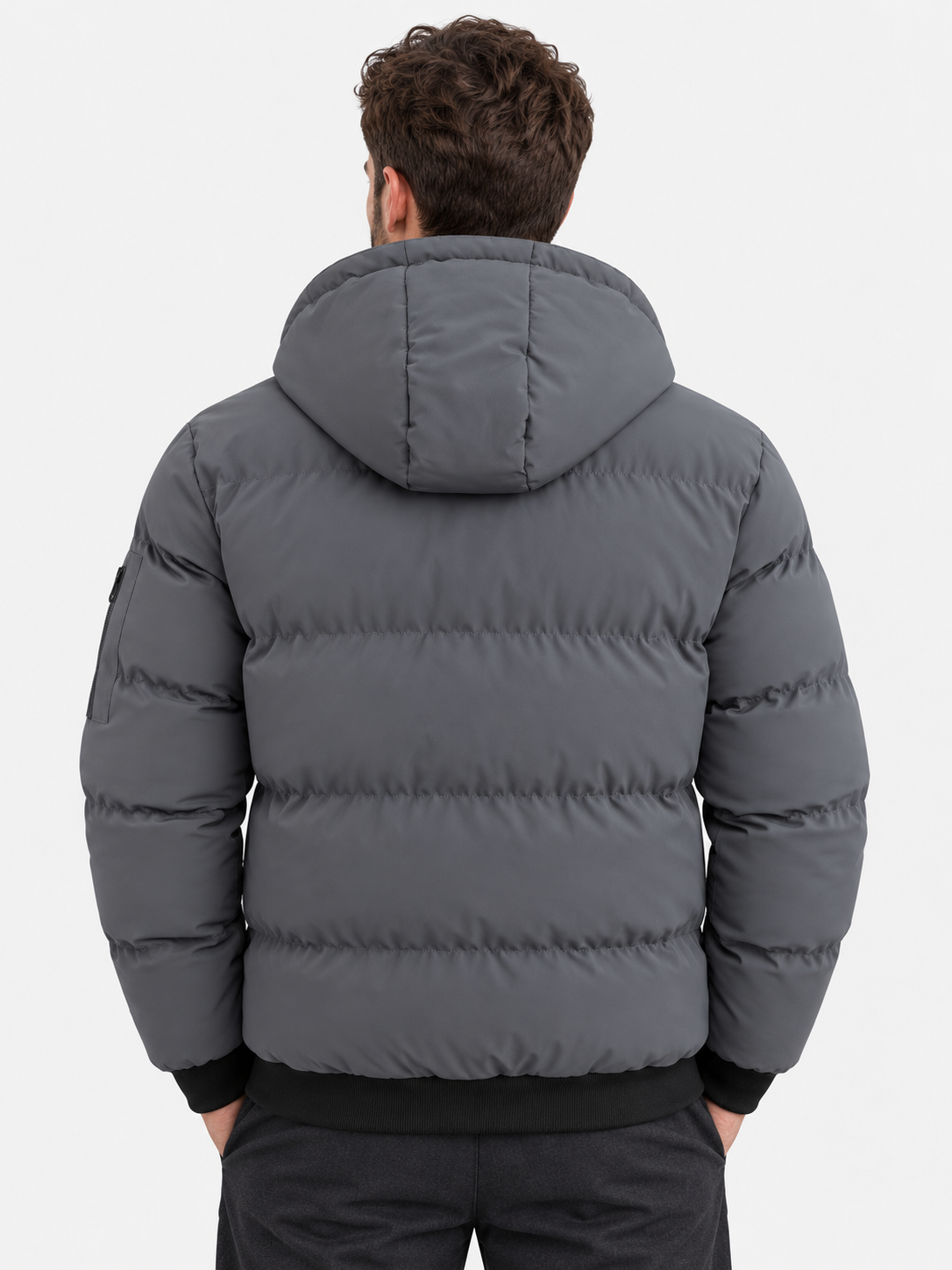 Men Quilted Puffer Jacket Fleece Lined