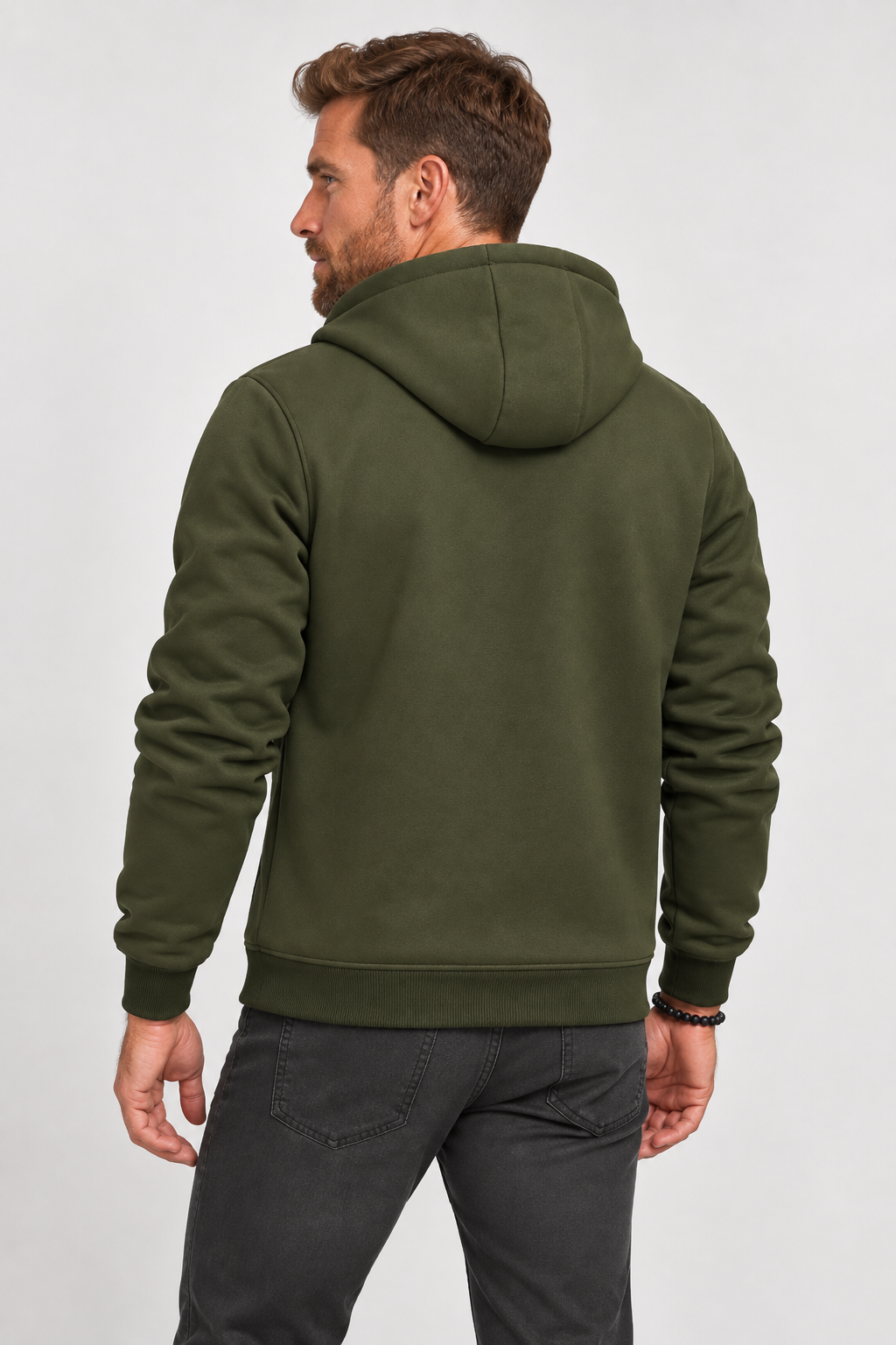 Giacca con cappuccio da uomo foderata in pile sherpa