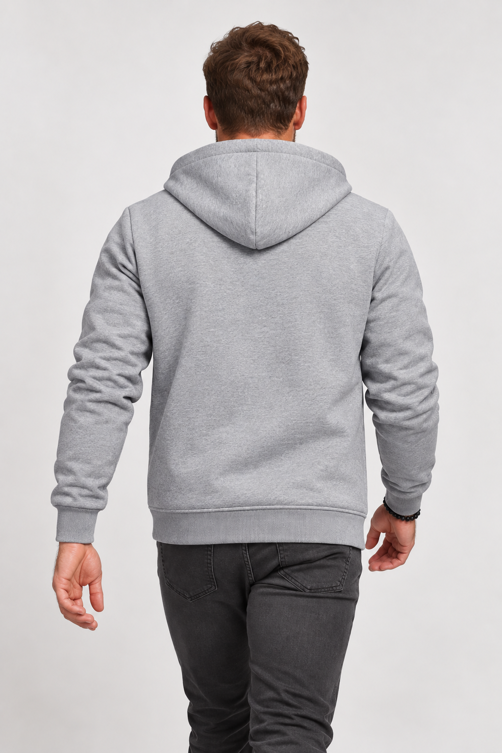Giacca con cappuccio da uomo foderata in pile sherpa