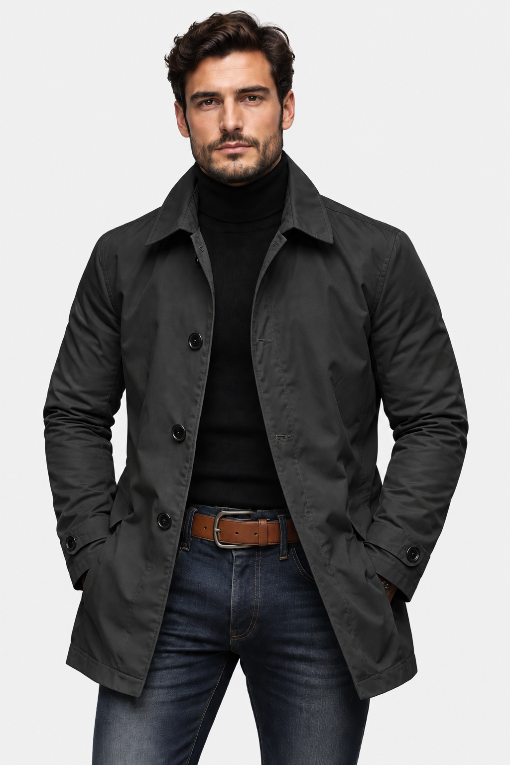 Men Single Breasted Tailored Longline